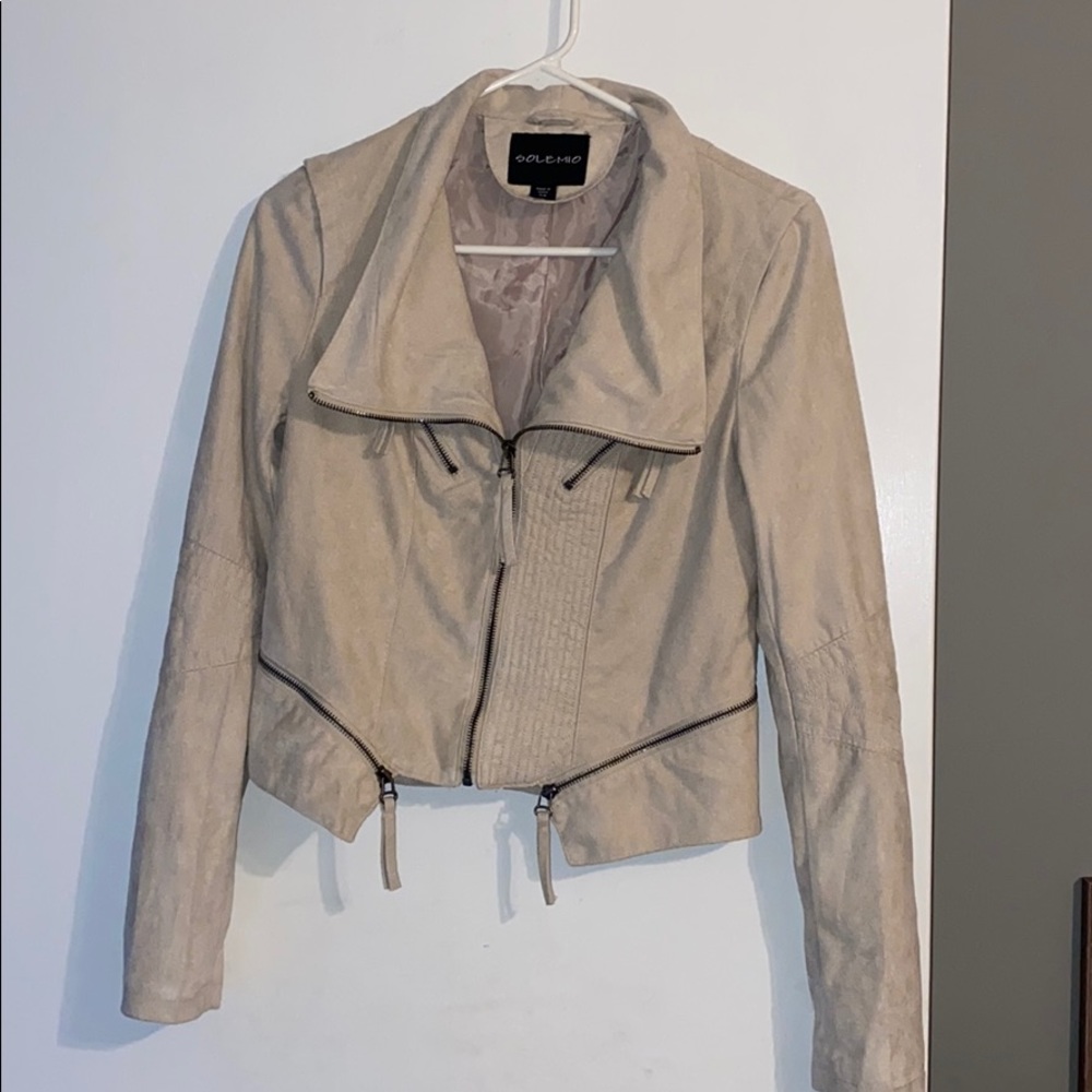 Women’s tan suede zip jacket
